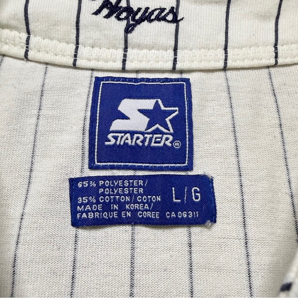 Vintage Starter Georgetown Hoyas Pinstripe Cotton Baseball Jersey Mens Large 90s - Picture 10 of 13